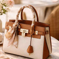 Classic Cream & Tan Office Tote Bag – Luxury Edition by AF Atelier