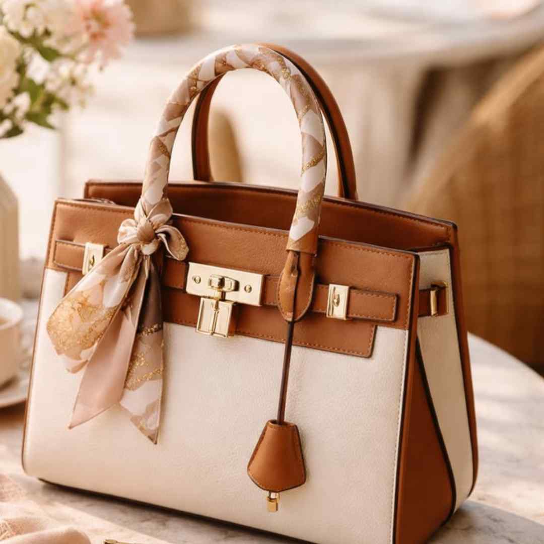 Classic Cream & Tan Office Tote Bag – Luxury Edition by AF Atelier