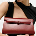 Chic Maroon Rectangular Bag with Slim Buckle Detail By AF Atelier