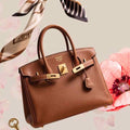 Classic Brown Handbag with Scarf By AF Atelier